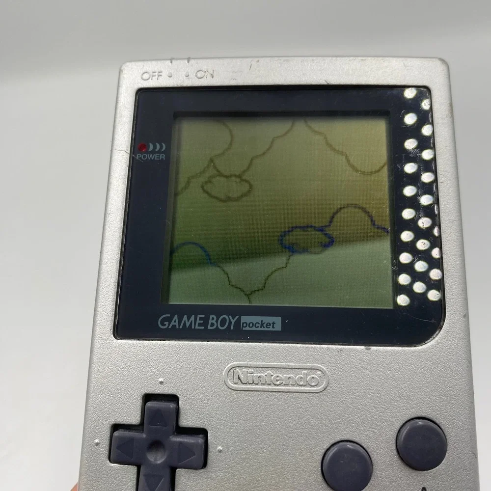 Nintendo Game Boy Pocket Silver MGB-001 Handheld Console with Wario Land II Game